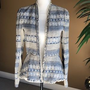 Rebecca Taylor Blue and White Textured Blazer